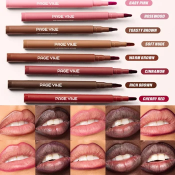 Waterproof Matte Lipliner Pencil Red Contour Tint Lipstick Long Lasting Non-stick Cup Moisturising Lips Makeup 8 Colors Velvet