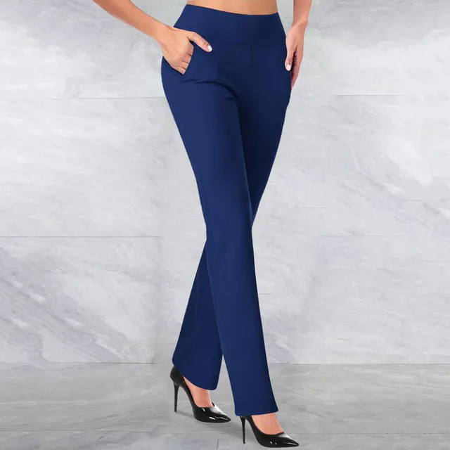 Spring Autumn Elegant Straight Pants For Women Casual Office Lady High Waist Stretch Trousers Solid Color Slim Pencil Pants 1