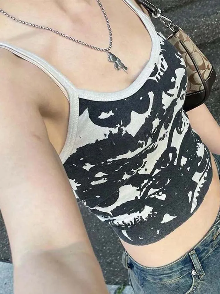 ตัวเลือกสินค้า Gothic Y2K Crop Top สั้น Sleeve Vest ดีไซน์โดดเด่น