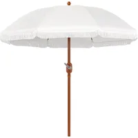 9ft Patio Umbrella with Tassels, Fringe Portable Beach Umbrella, Umbrella Outdoor Patio with Crank Operating Mechanism 1