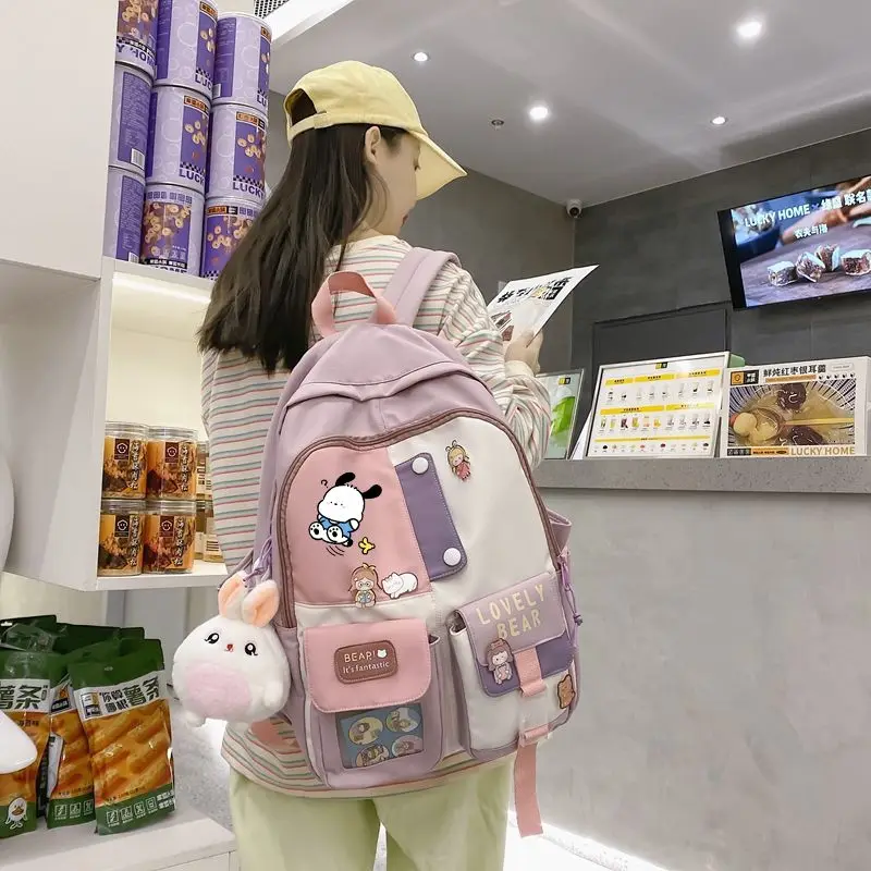 

Школьный ранец Sanrio Pacha с собакой, вместительный рюкзак для учеников младшей и старшей школы для мальчиков и девочек 3-6 классов