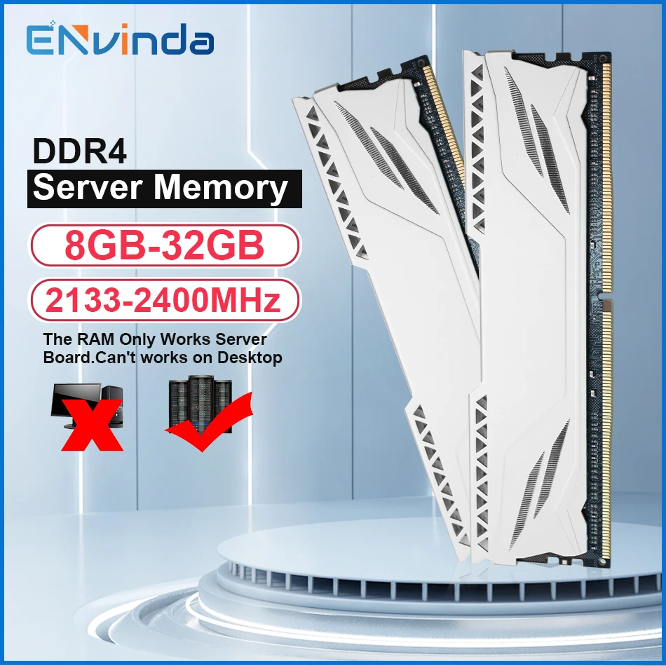 ذاكرة خادم ENVINDA DDR4 ذاكرة الوصول العشوائي 8 جيجابايت/16 جيجابايت/32 جيجابايت مسجلة ECC 2400 ميجا هرتز 2133 ميجا هرتز متوافقة مع اللوحة الأم X99 - 2133P 2400T 2666 فولت