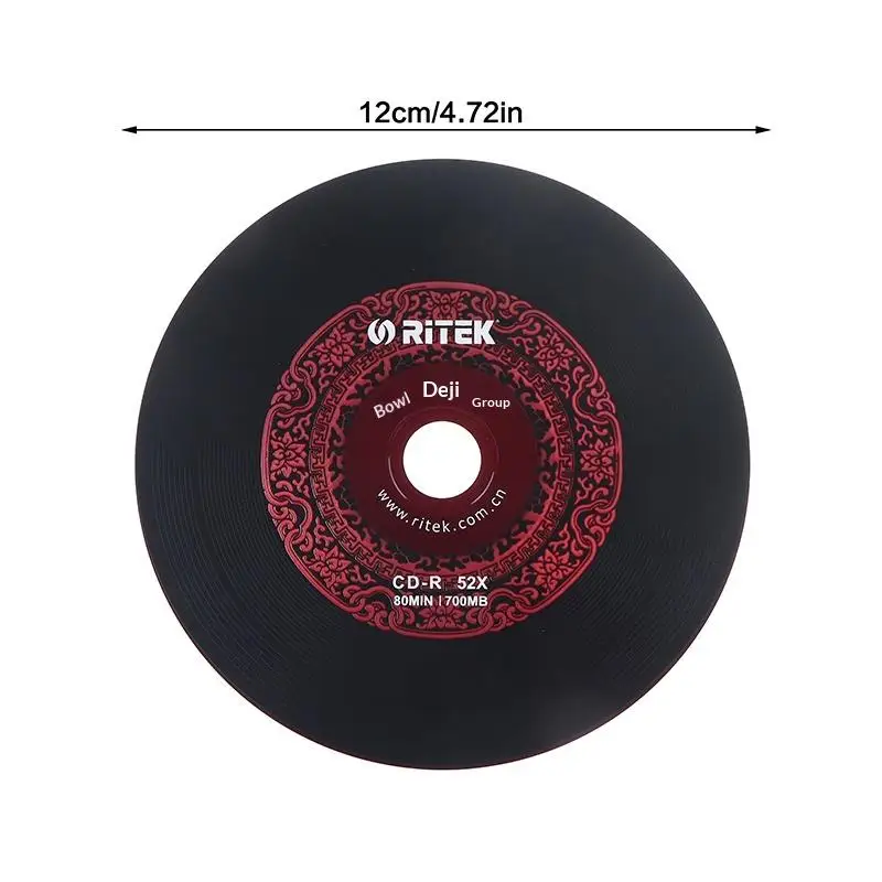 10개입 Ritek 녹음 가능 컴팩트 디스크 블랙 비닐 CD-R 블랭크 디스크; 700MB/80분/52배속.