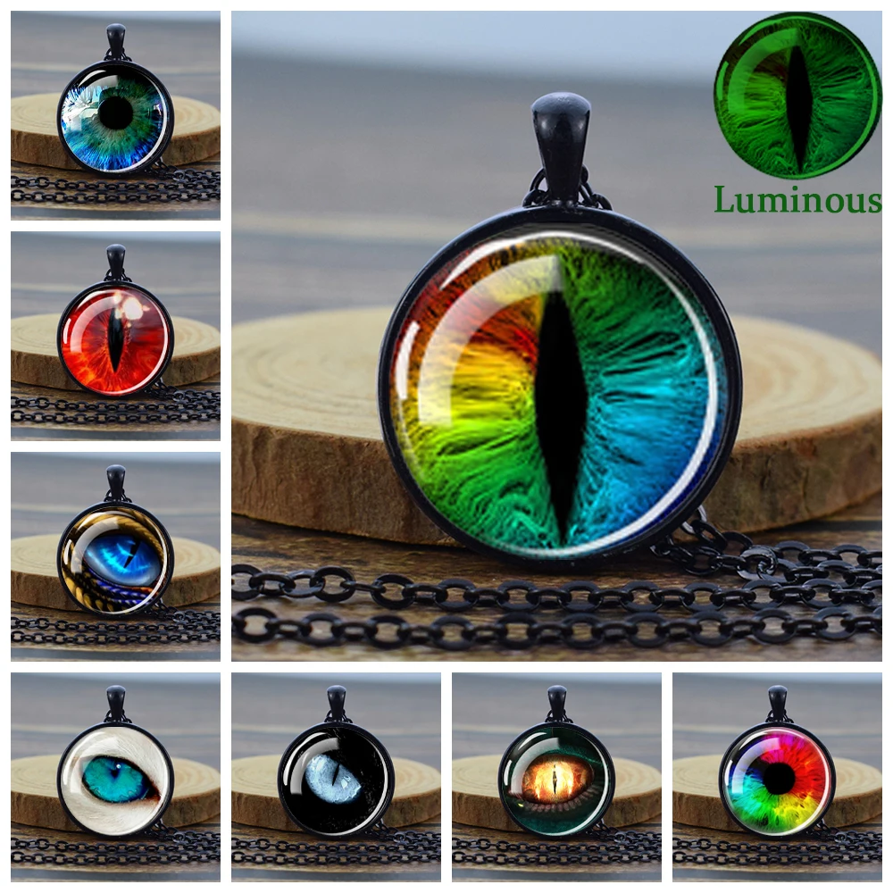 Devil s Eye Luminous Necklace Animal Dragon Eagle Eye Chains Necklaces Glow In The Dark Colorful