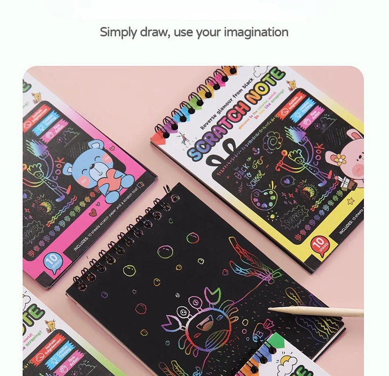 Curcubeu Magic Scratch Paper Set pentru copii, artă, răzuire, pictură, jucării, carte de graffiti, pentru copii, jucării educative Montessori.