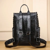 Men's real Leather Business Travel Backpack Genuine leather Crocodile Pattern Men's Backpack Large Capacity cowhide laptop bag 2