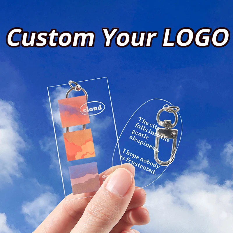 Llavero acrílico con logotipo personalizado, colgante de dibujos animados, foto Flash transparente, Impresión de encanto, personalidad holográfica, Anime