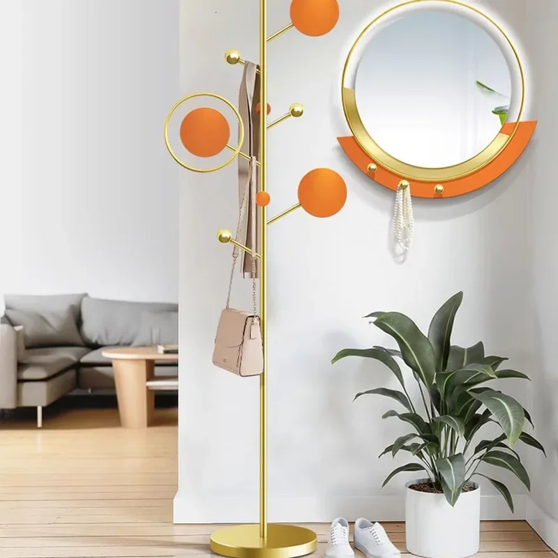 

Aesthetic Metal Clothes Rack Golden Ladder Floor Standing Clothes Rack Minimalist Coat Moveis Para Casa Entrance Furniture