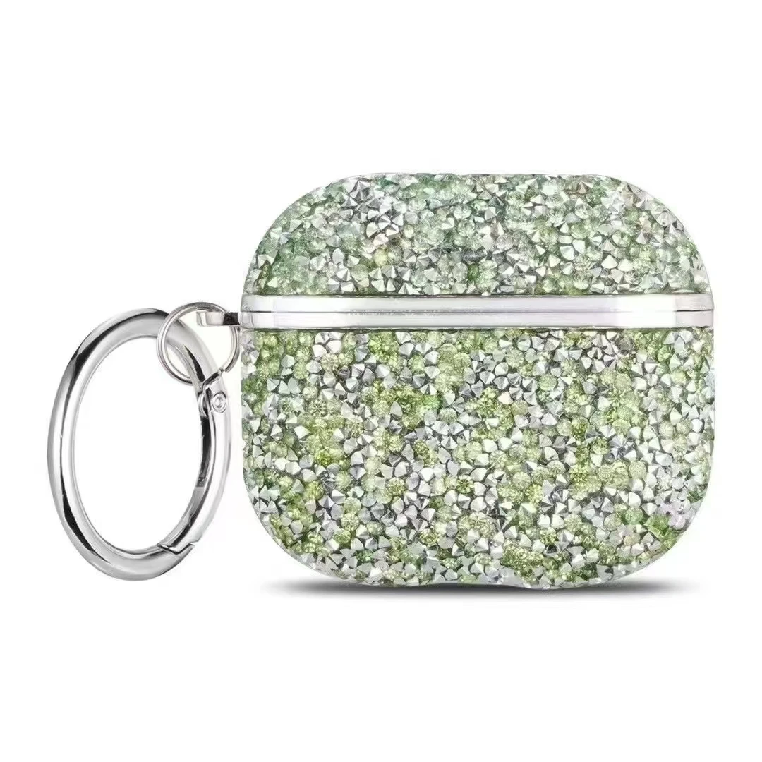 Deluxe Plated Sparkling Diamond Bluetooth Headphone Case with Keychain - Shockproof Earphone Cover