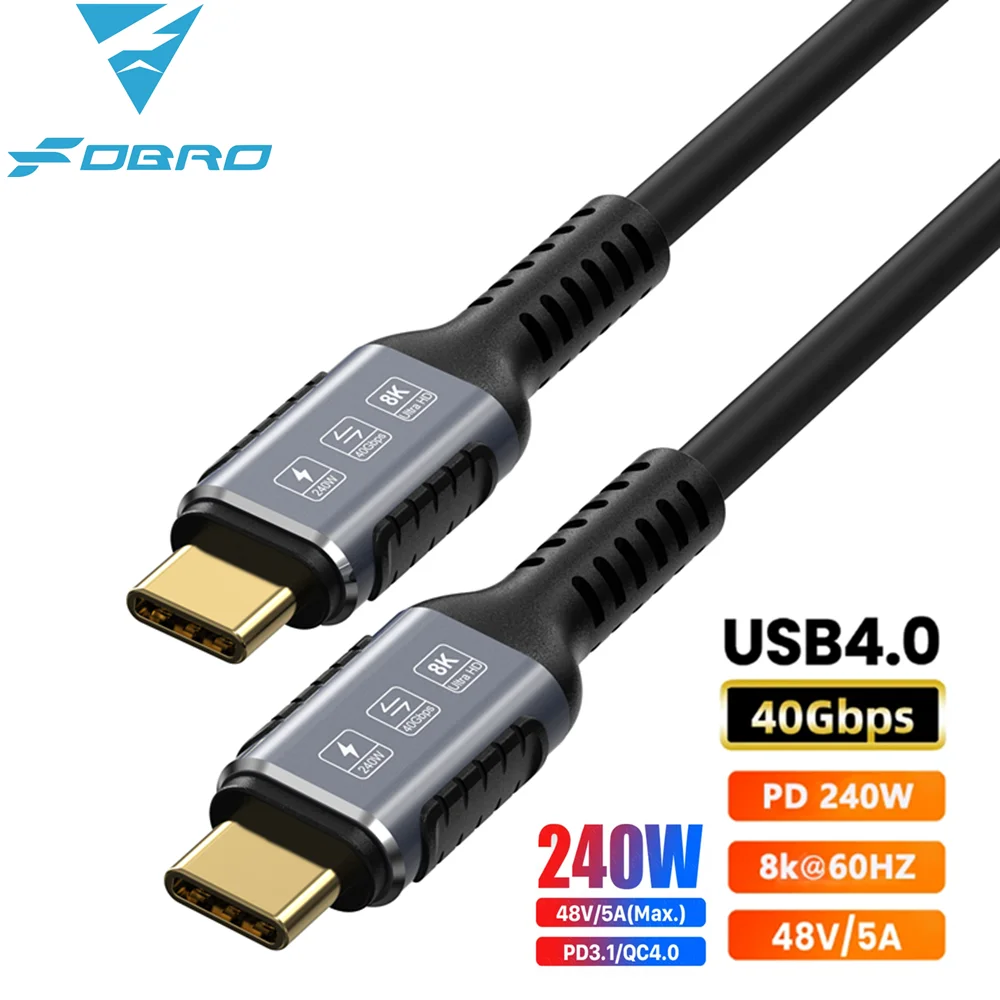 FDBRO 40Gbps USB 4.0 8K 60Hz Type C to USB C 240W Fast Charging Cable