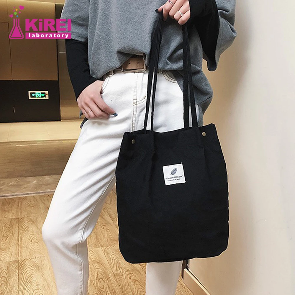 

Corduroy Bag Handbags for Women Shoulder Bags Female Soft Environmental Storage Reusable Girls Small and Large Shopper Totes Bag