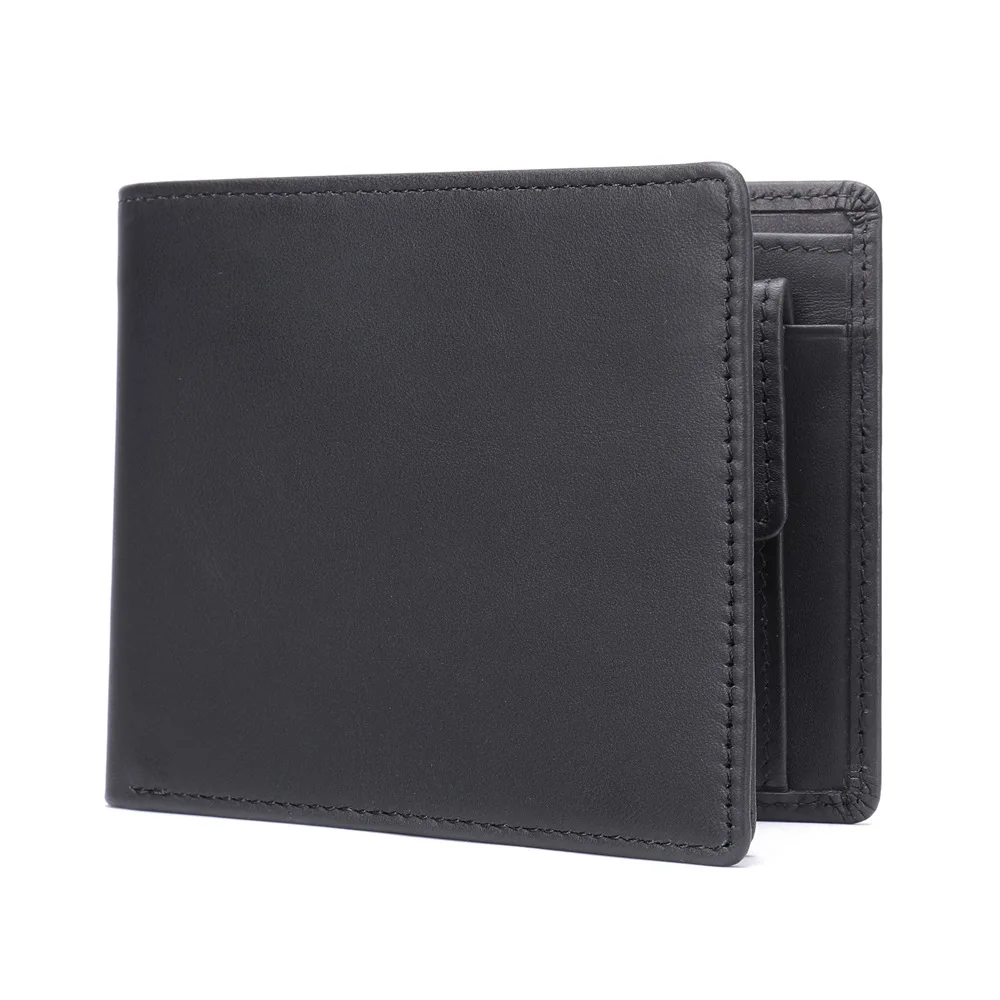 Cow Leather Short Men Wallet RFID Design Casual Bifold Wallet Credit Card Holder Luxury Male Purse Coin Pocket Money Bag