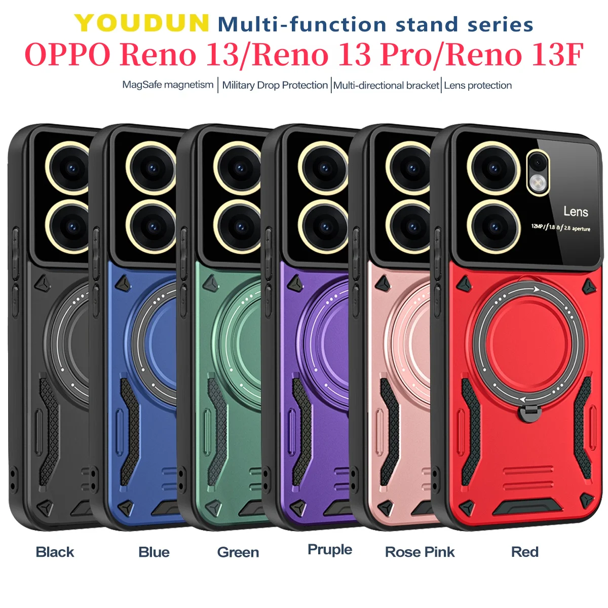 Shockproof Armor Lens Protection Case with Magnetic Wireless Charging