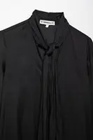 European And American Style Women's Clothing New Fashion Versatile Solid Color Bow Decoration Round Neck Long Sleeved Shirt - Image 6