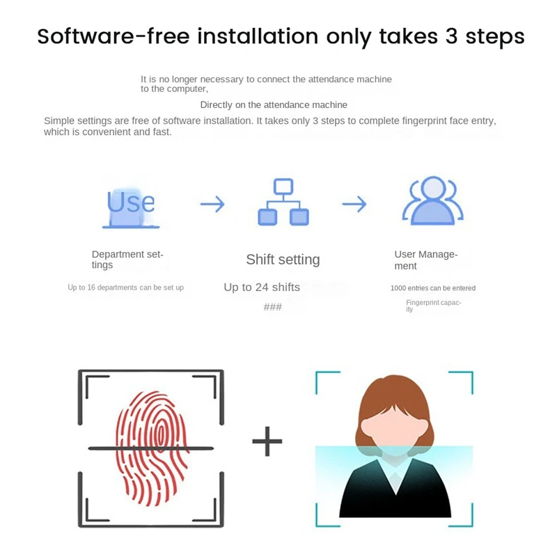 Fingerprint Attendance Machine Biometric Attendance System 1000 Fingerprint Capacity Support USB Driver Download US Plug