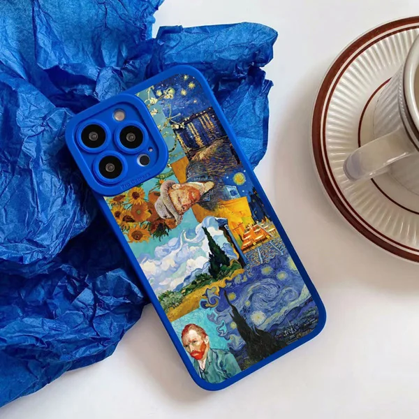 Vintage Van Gogh Handyhülle für iPhone 13 12 11 14 Pro Max Puzzle Illustration Handyhülle für iPhone 8 7 Plus SE2 X XS XR – Detail 2