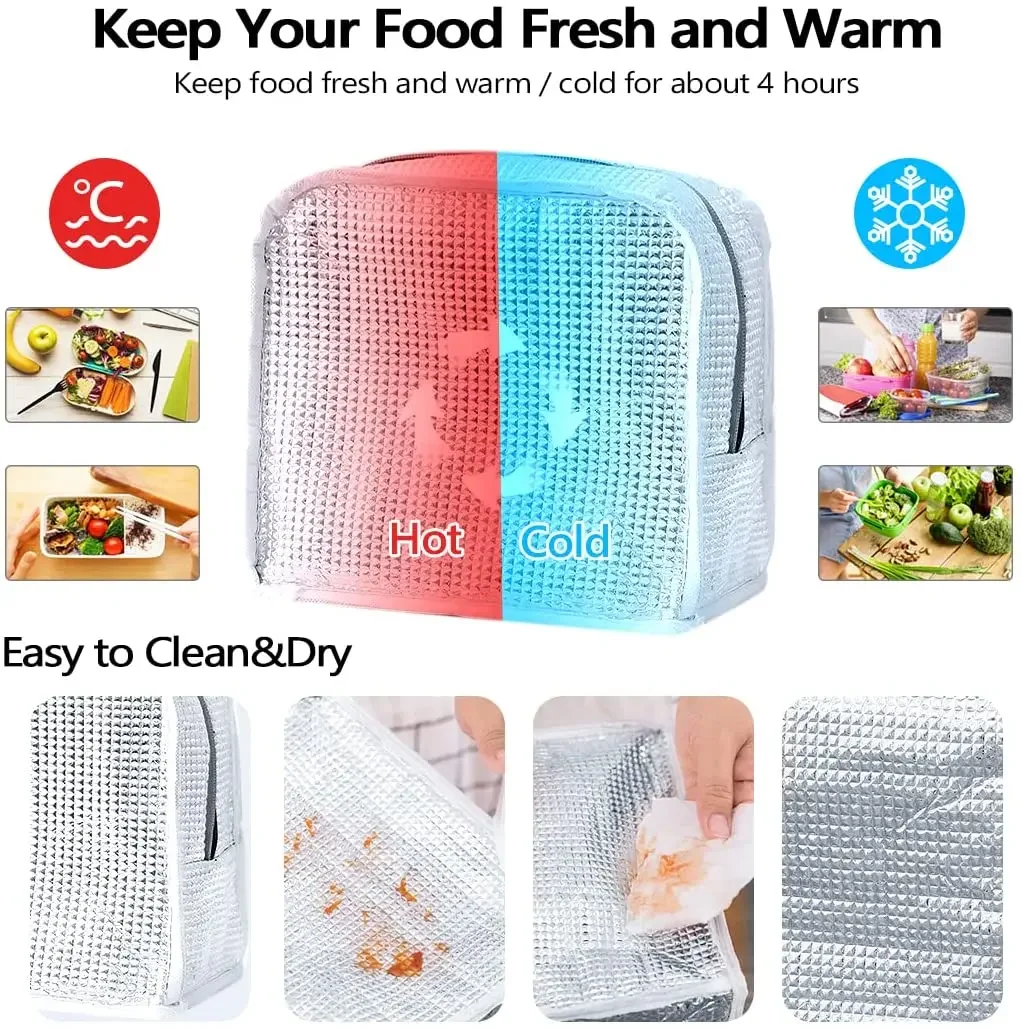 Lunch Bags Women Handbags Picnic Travel Thermal Breakfast Box Girls School Child Convenient Gold Letter Lunch Bag Tote Food Bags
