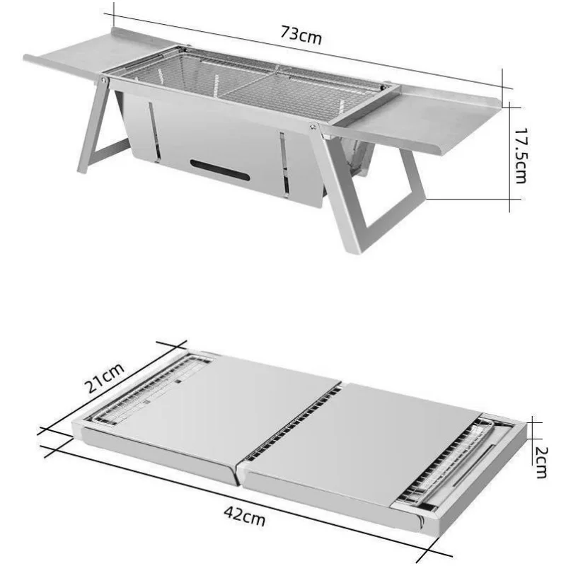 Outdoor picnic stainless steel folding barbecue stove detachable household charcoal firewood barbecue stove utensils