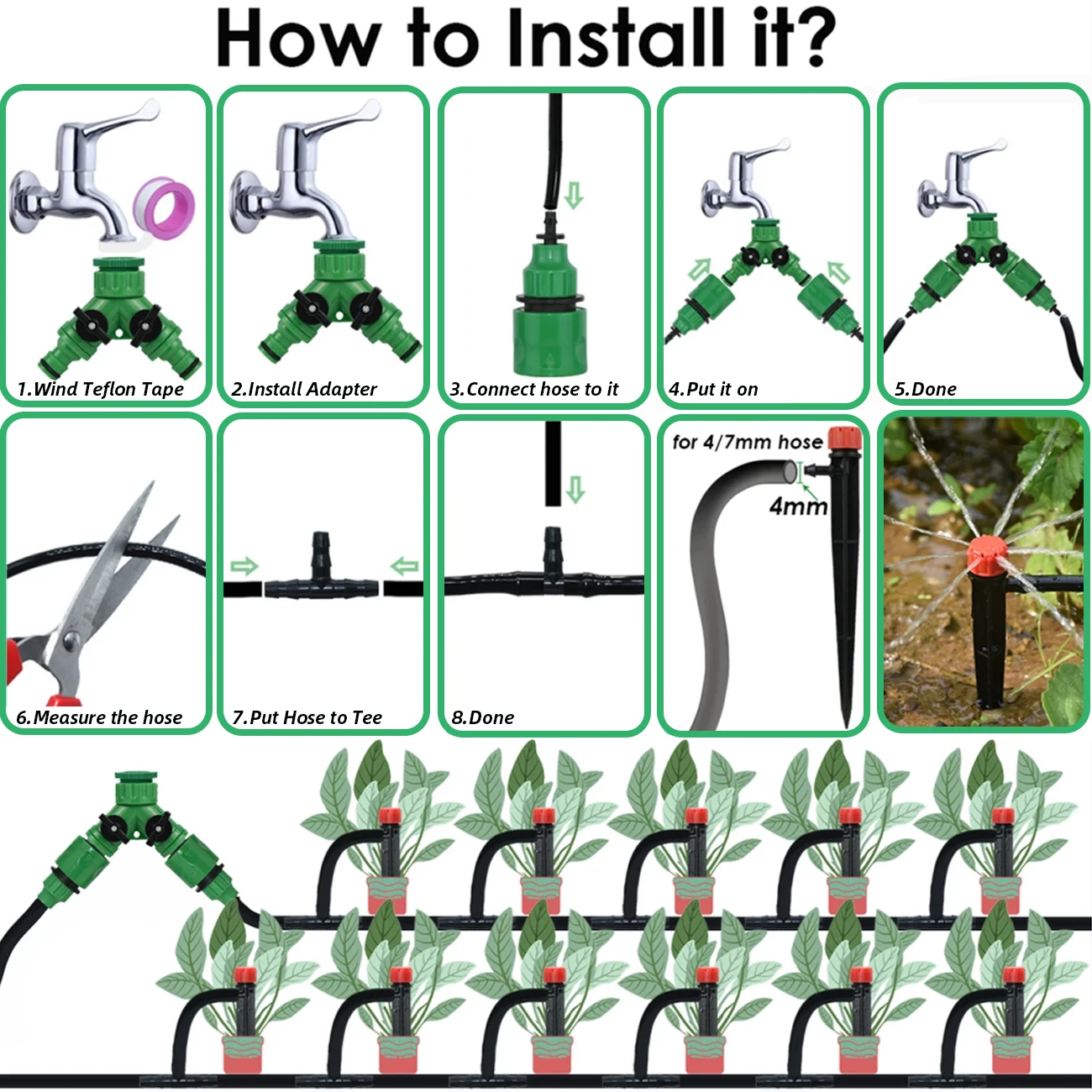 KESLA 5M-50M Automatic Watering Drip Irrigation System Garden Hose DIY Micro Drip Watering Kits w/ Adjustable Sprinkler Dripper - 6