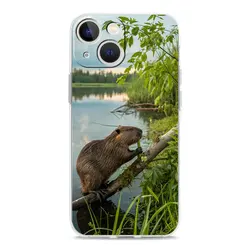 Clear Soft Cover with Funny Beaver Design - Protective Phone Case - iPhone 13 Pro Max (B7)