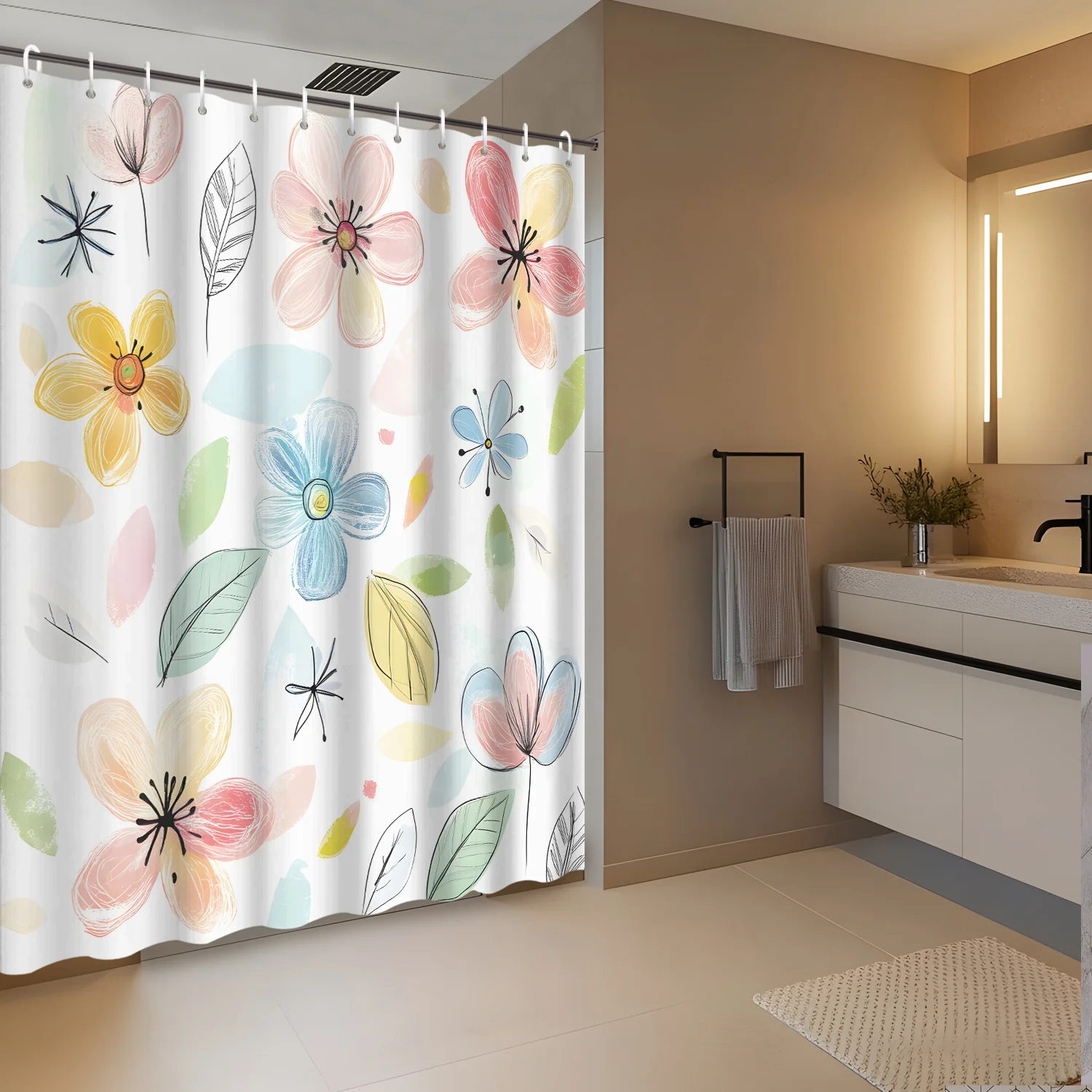 Tenda da doccia moderna con ganci, antimuffa, tende da bagno traslucide, tenda in plastica PEVA impermeabile per la casa – acquista a prezzi convenienti sul marketplace