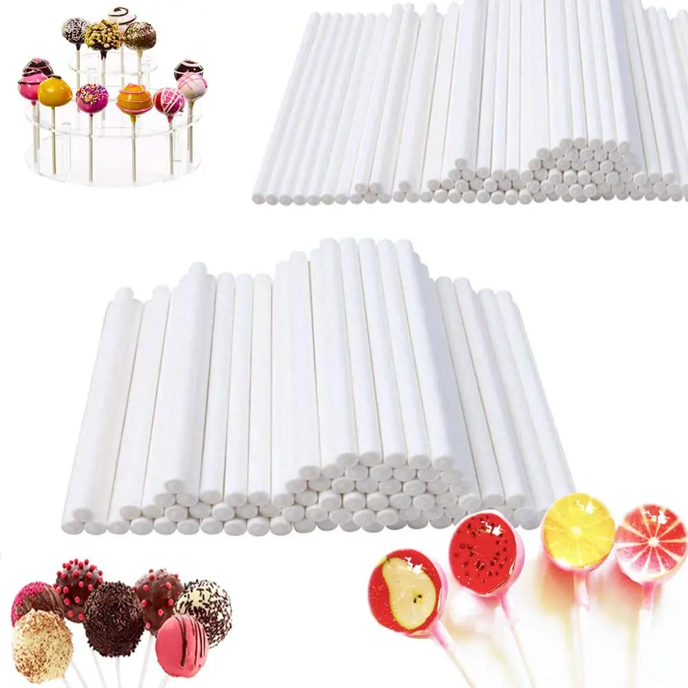 50/100Pcs/set Plastic Lollipop Stick Safe White Cake Pop Sucker Sticks For  Chocolate Sugar Candy Lollypop DIY Mold Bakeware Tool