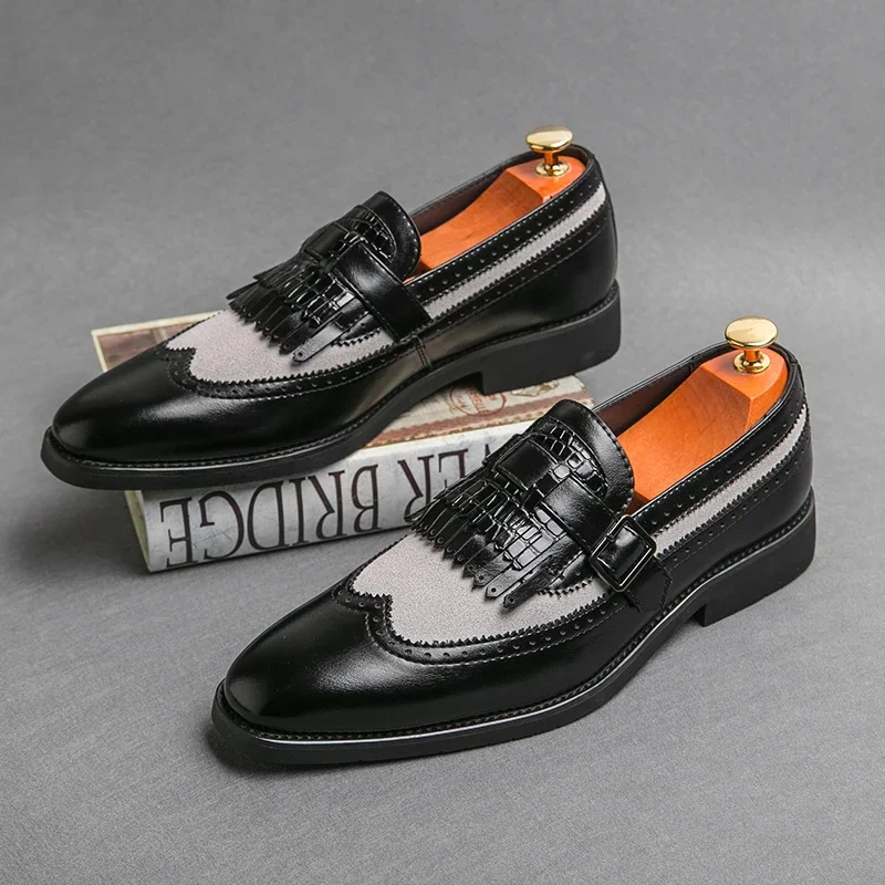 Men Fashion Classic Lefu Shoes Pointed Metal Buckle Party Office Business Block Shoes Size 38-46 Men