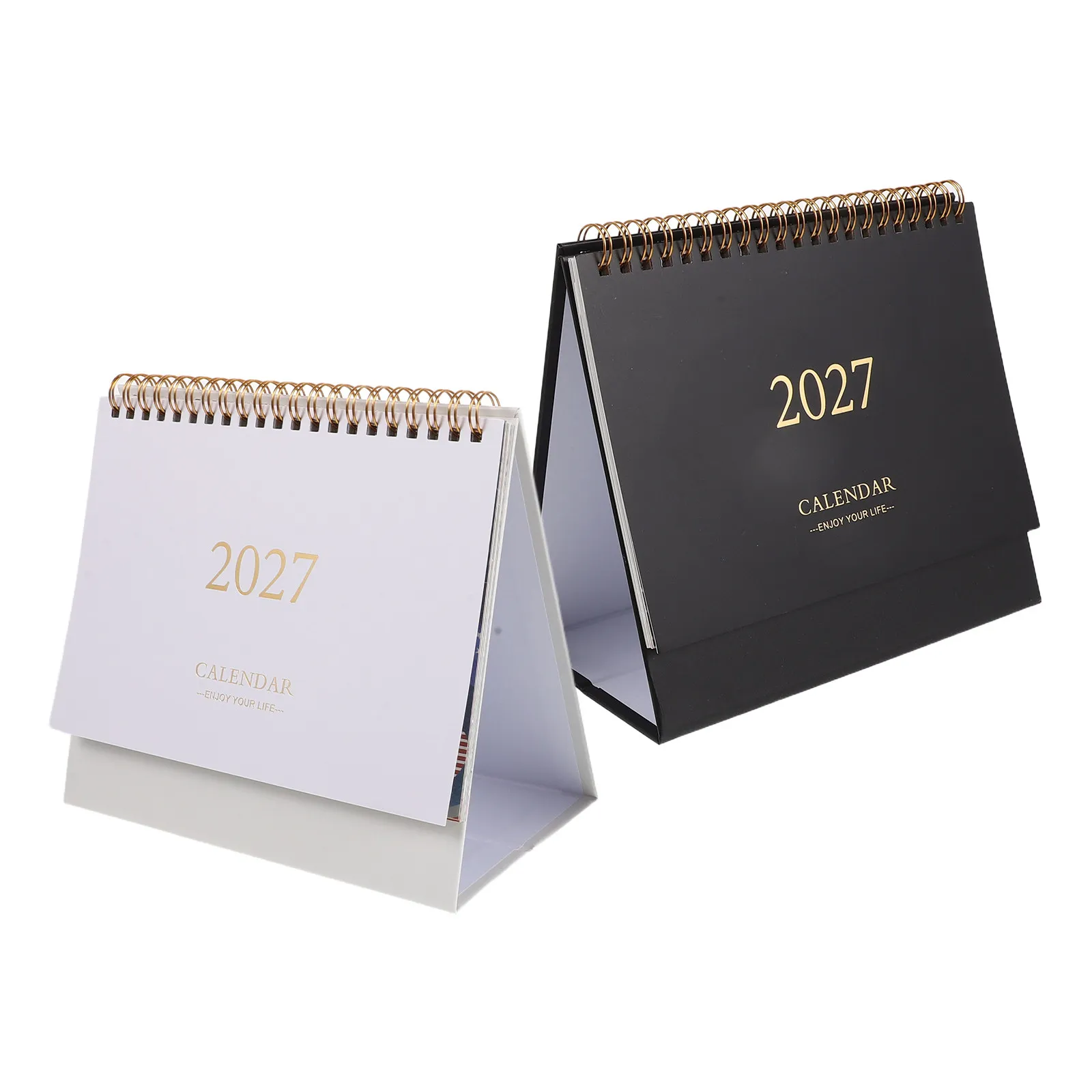 2pcs 2027 데스크탑 캘린더 플래너 비즈니스 책상용 나선형 바인딩 캘린더 학업 계획 일일 데스크 정리 캘린더