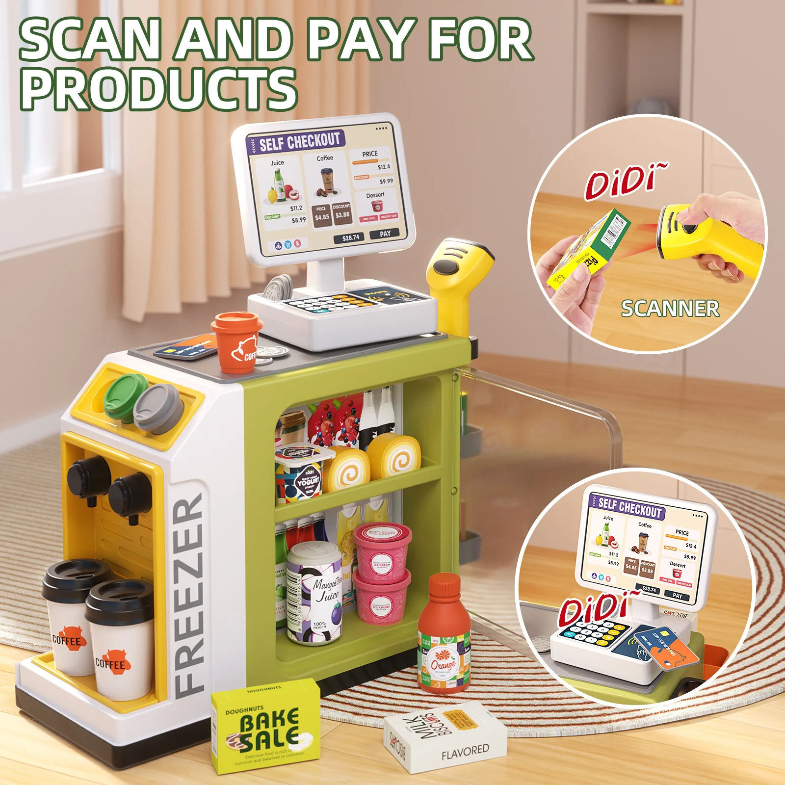 Children's Supermarket Checkout Toy with Real Water Dispenser