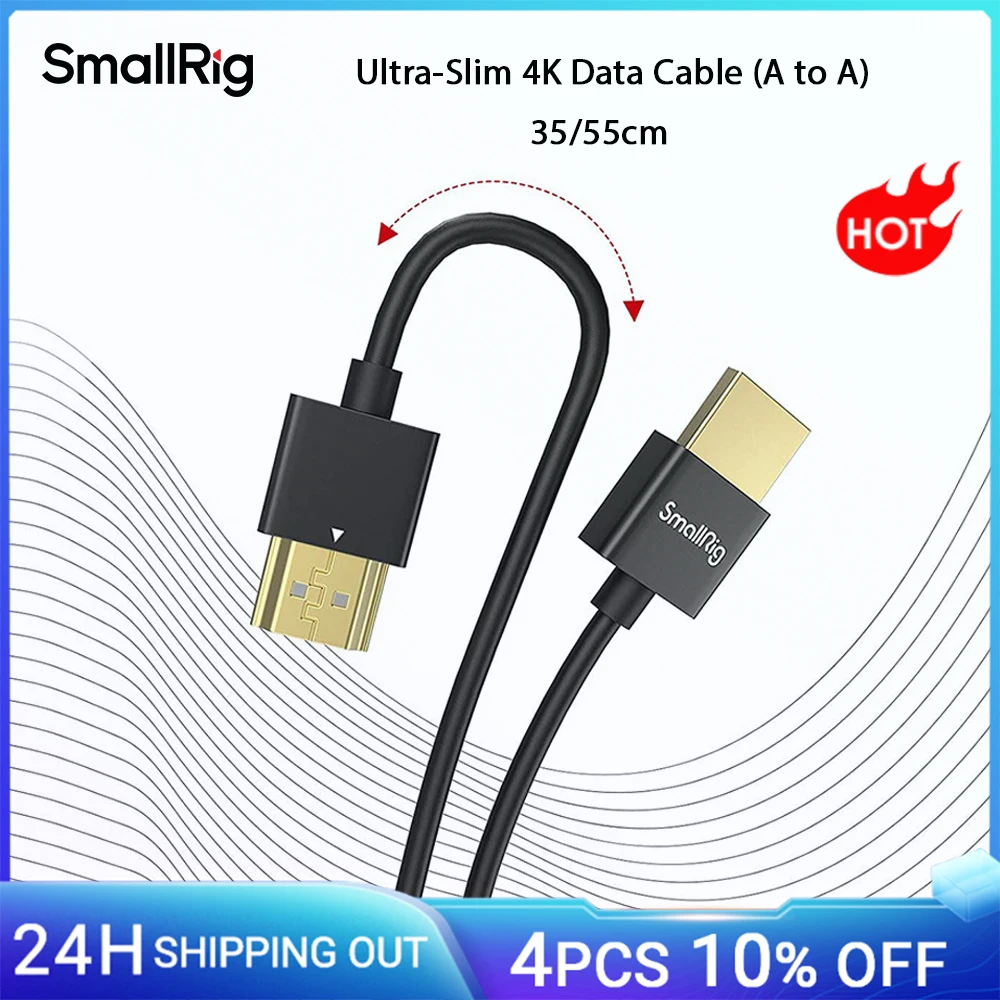 Smallrig cabo ultra fino 4k 35cm/55cm portas para câmera dslr bmpcc 6k/monitor/transmissor de vídeo sem fio e cabo receptor 2956b
