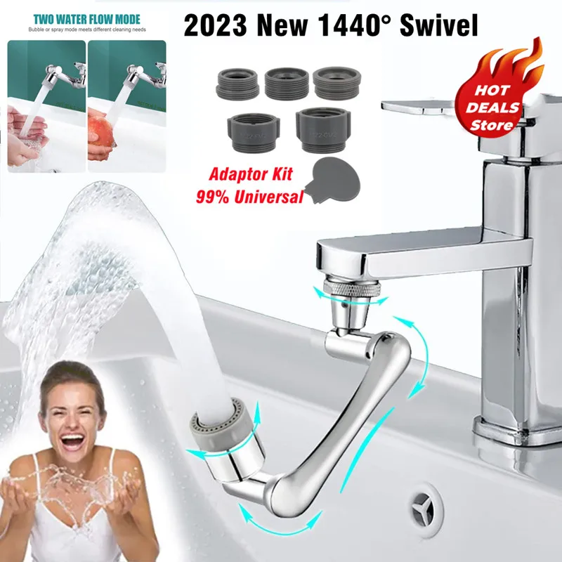 Dual Mode 1440 Degree Universal Swivel Extension Faucet Sprayer Head