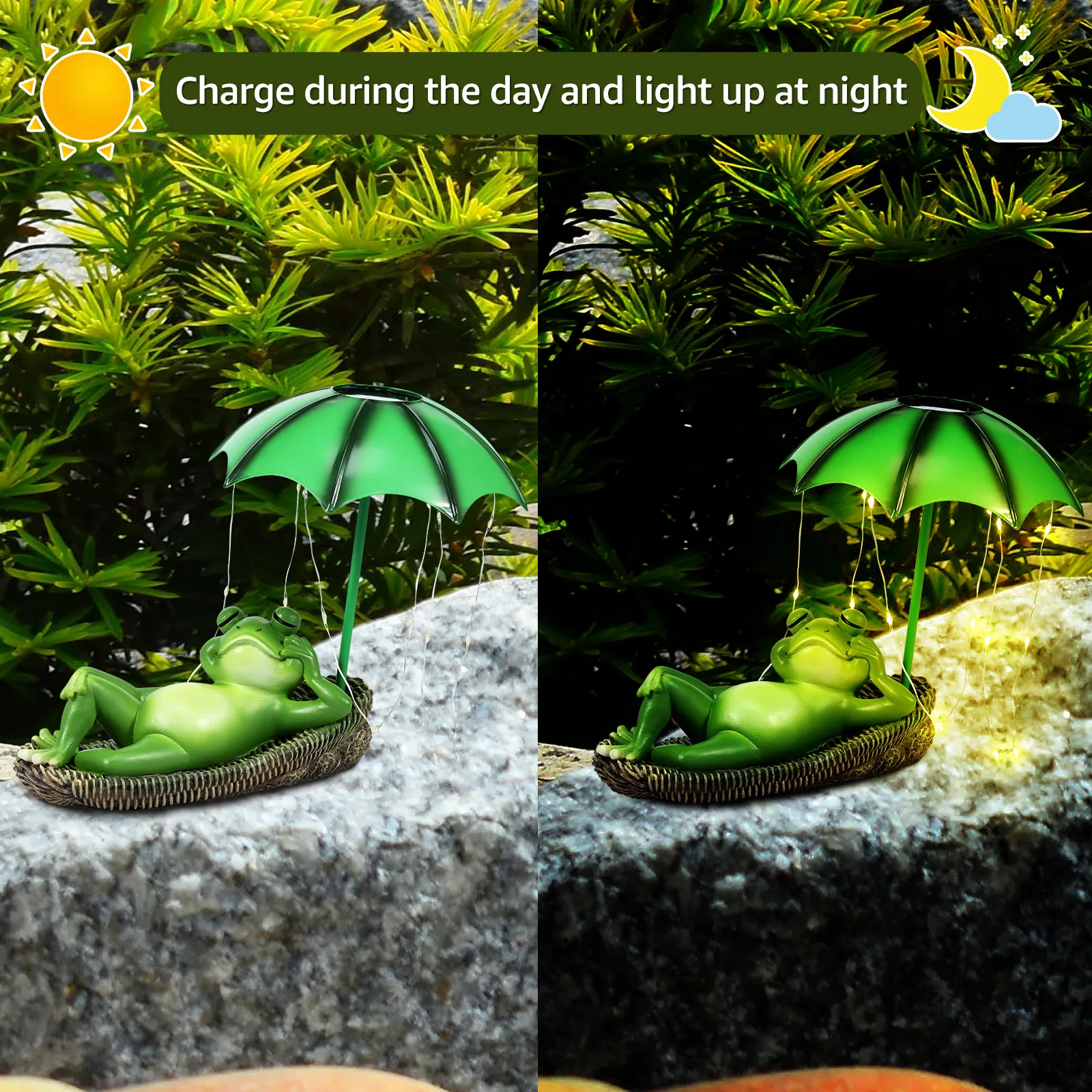 Kaezuy Solar Frosch Figuren Mit LED - Garten Deko Für Terrasse & Balkon