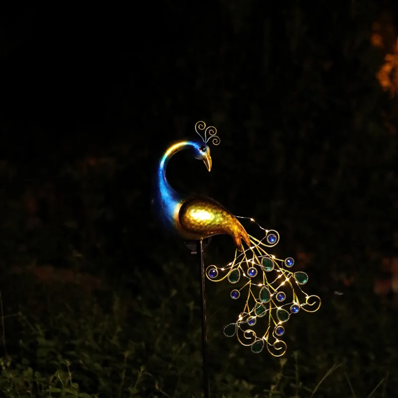 Solar lamp, peacock garden lamp, handicraft, iron art, outdoor decoration, garden, garden, garden, decorative lamp, gift