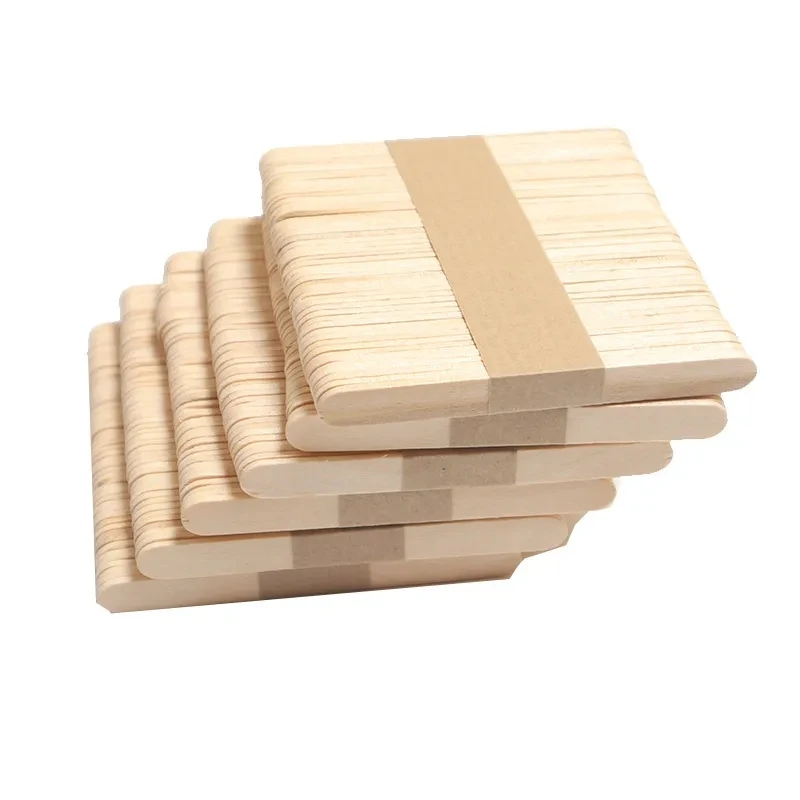 50pcs Ice Cream Popsicle Sticks Natural Wooden Sticks Ice Cream Spoon Hand Crafts Art Lolly Cake Tools ice cream sticks disposal lollipop sticks