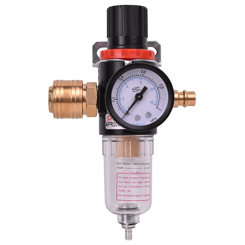 

Compressed Air Plug-In Pressure Reducer With Water Separator, Pressure Gauge 1/4 Inch Compressed Air Regulator