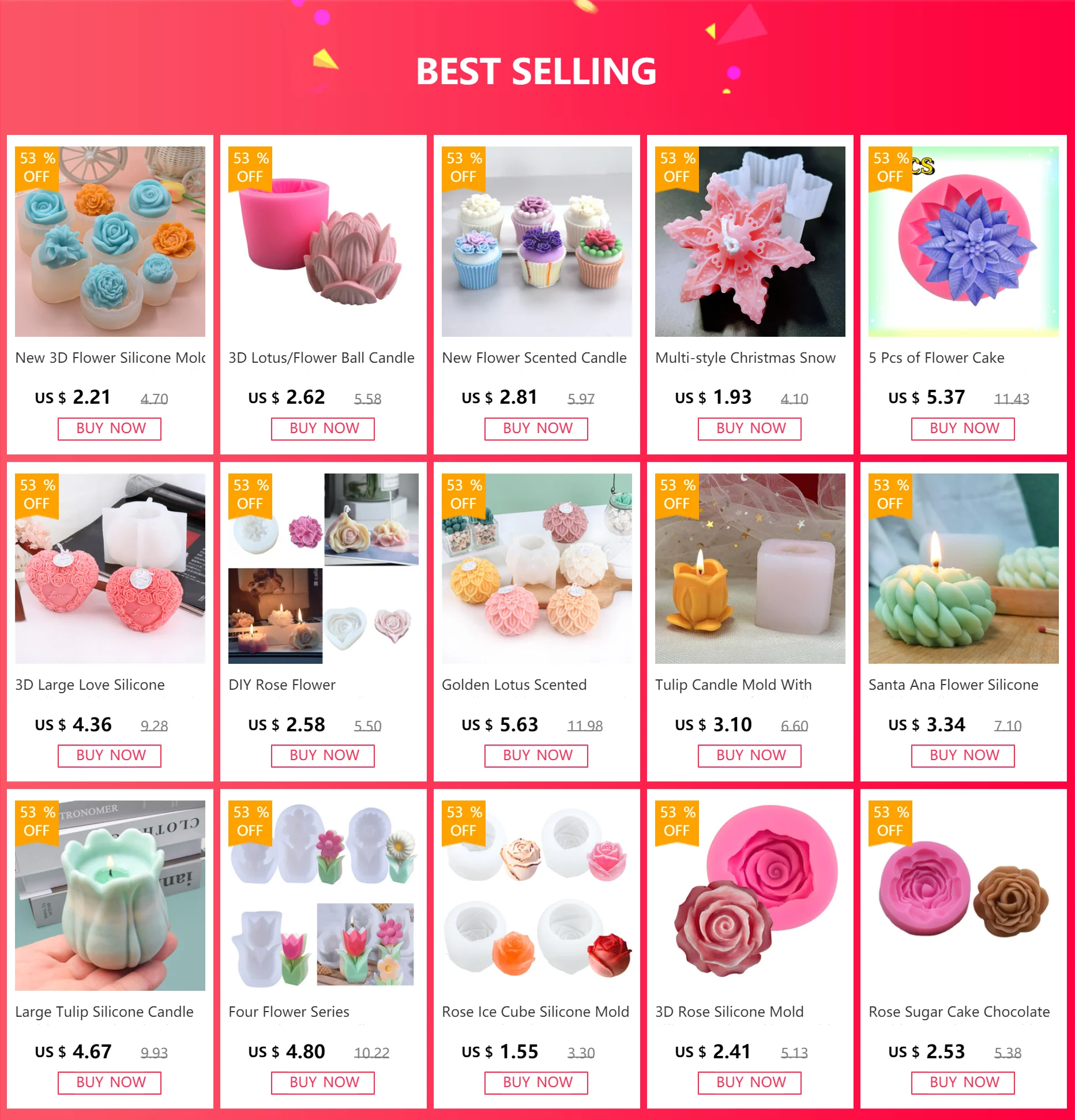 Силиконовая форма цветов для свечей | AliExpress