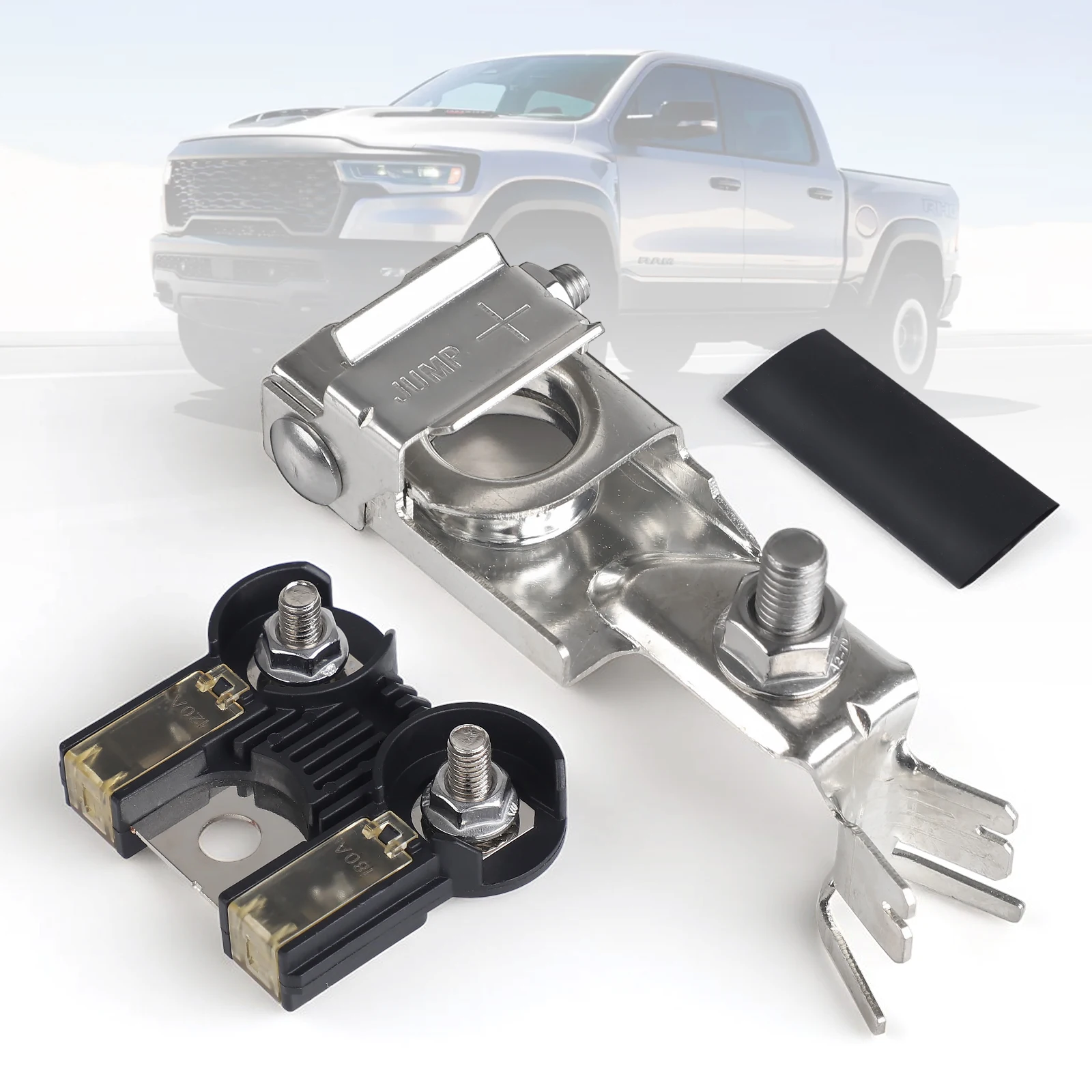 Batterieschaltungs-Sicherungssatz 180 Ampere 120 Ampere BFT mit Muttern für Dodge Ram1500 2500 3500 2013–2019 68164797AA 68250245AA 956–366 – Detail 1