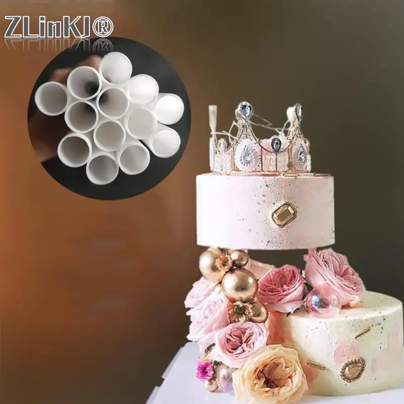 10Pcs Cake Dowels White Plastic Cake Support Rods Round Dowels Straws Reusable