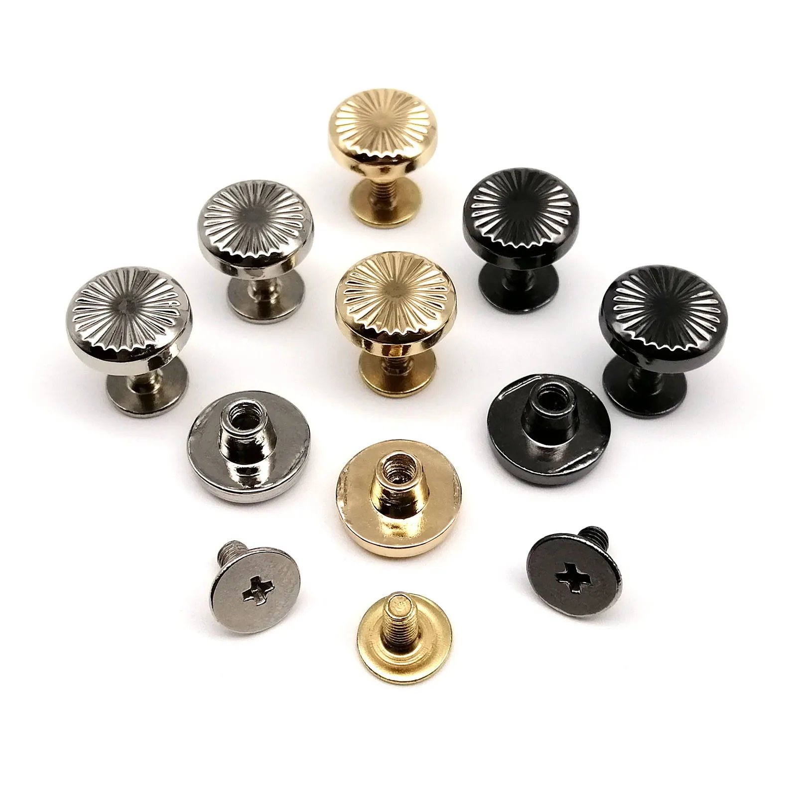 10pcs Floral Sun Pattern Design Round Head Screwback Chicago