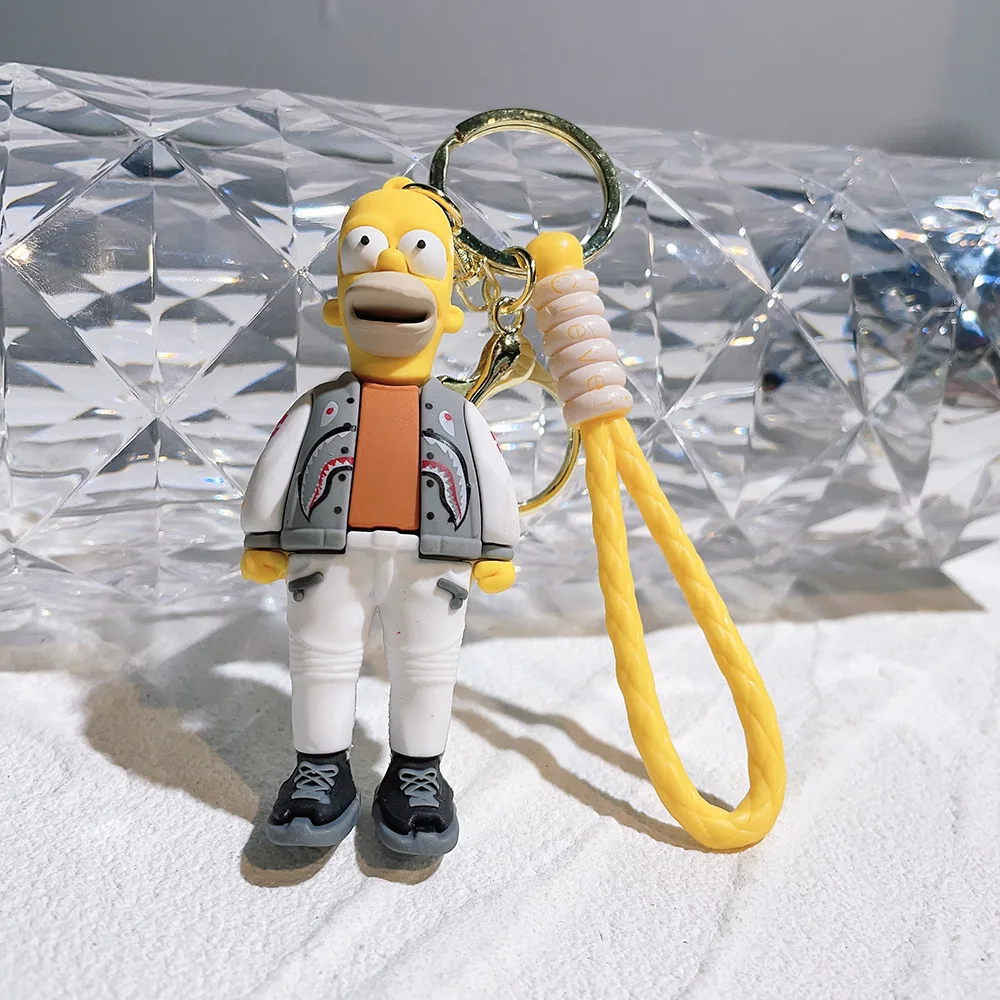 Cartoon The Simpsons Keychain Lisa Bart Homer J. Simpson Keyring Backpack Creative Car Key Chain Accessorie Toys Christmas Gifts