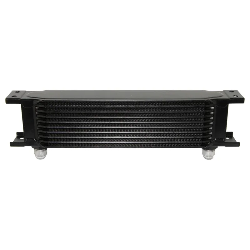 Oil Cooler Kit Universal British Style AN8 10 Row Oil Cooler Transmission 3/4"UNF16 Engine Black/Silver