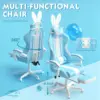 Kawaii Light Blue Gaming Chair with Bunny Ears, Cute Ergonomic Gamer Chair with Footrest and Massage, Racing Reclining Leather C 2