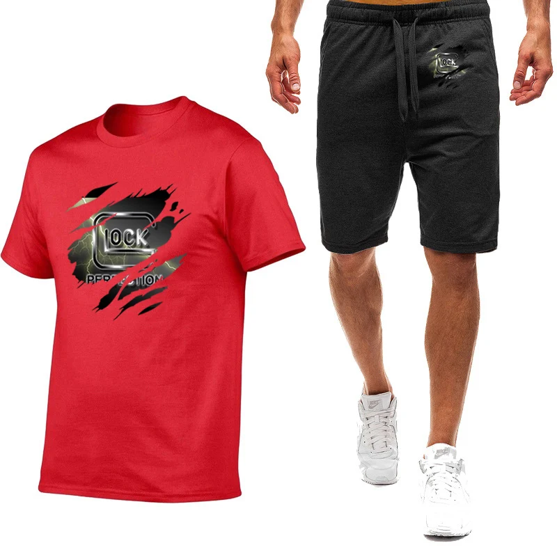 2023 Fashion Summer New Glock Perfect Shooting Printing Round Neck Short Sleeve+Casual Sweaters Nine-color suit
