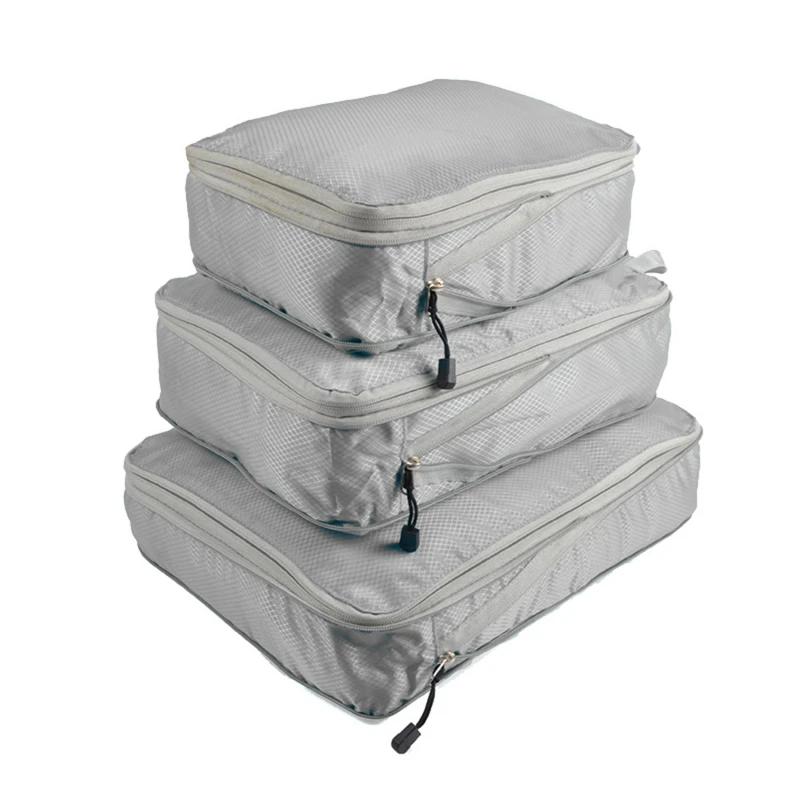 3PCS Compressed Packing Cubes Travel Storage Organizer Set Mesh Visual Luggage Portable Convenient Lightweight Suitcase Bag storage bag travel bags clothes storage bags