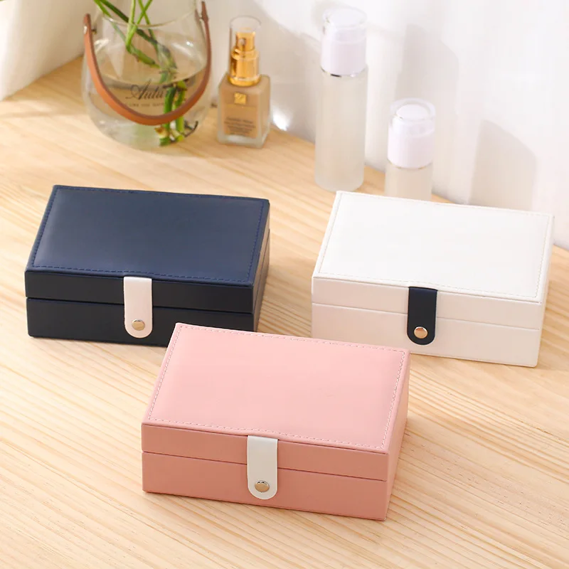 New Leather Jewelry Earring Holder Case Necklace Bracelet Organizer Box  Portable Travel Ring Storage Bin Bathroom Drawer Storage - Storage Boxes &  Bins - AliExpress