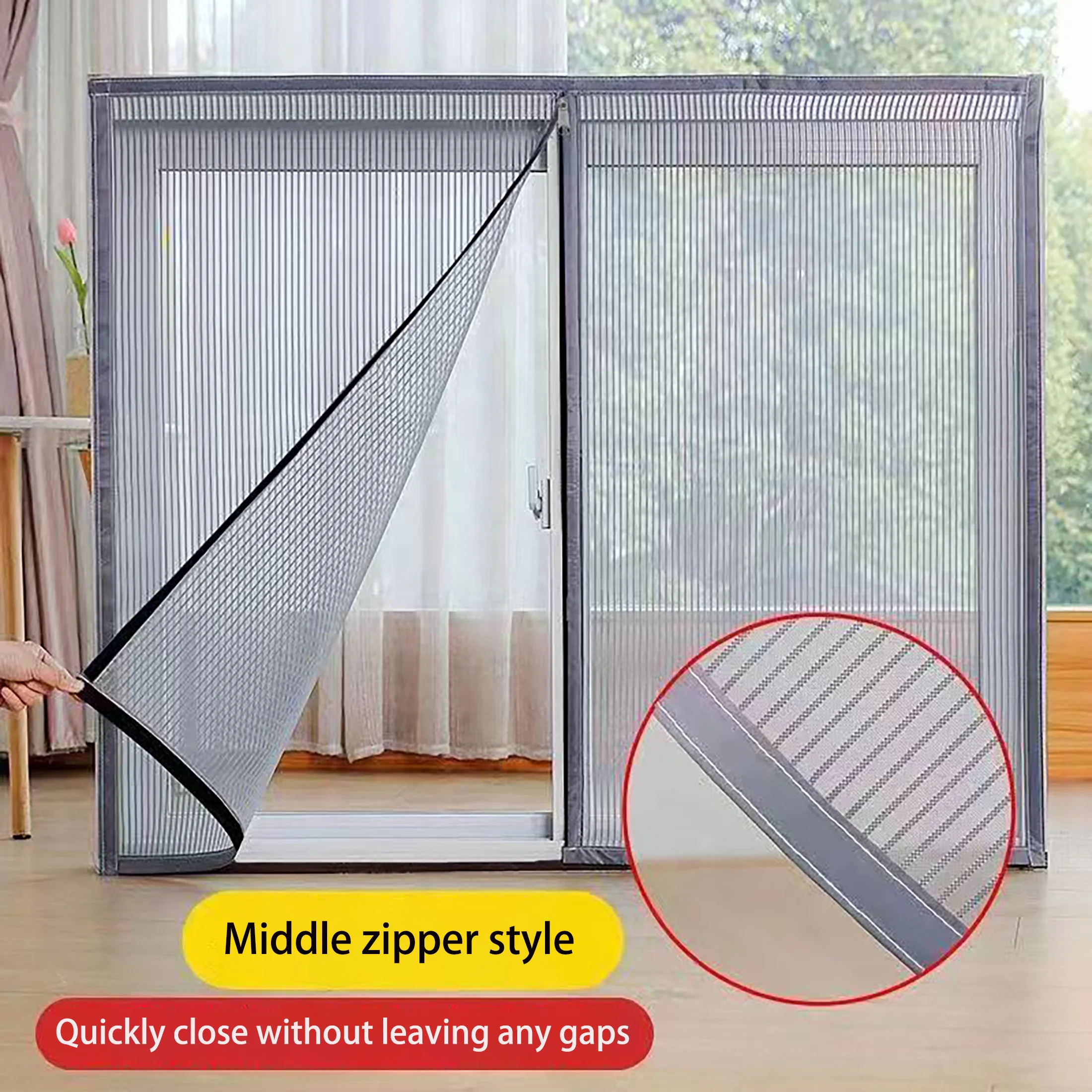 Description Picture 3 of itemZipper style diamond mesh mosquito net, door curtain, screen window, physical mosquito proof, multiple sizes can be customized