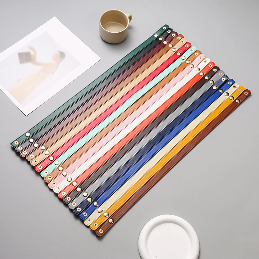 

60cm PU Leather Bag Strap With Snap Buckle Detachable Bag Handle Solid Color Shoulder Bag Belt DIY Bag Replacement Accessories