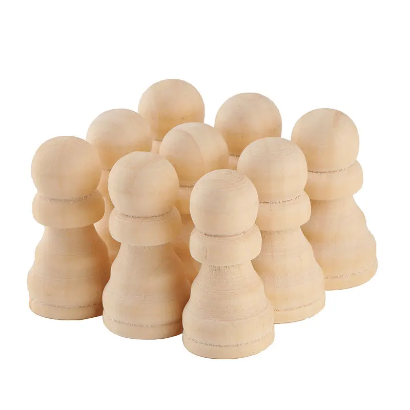Wooden Chess Pieces for Children's Educational Board Game Wooden Dolls 9Pcs per Set