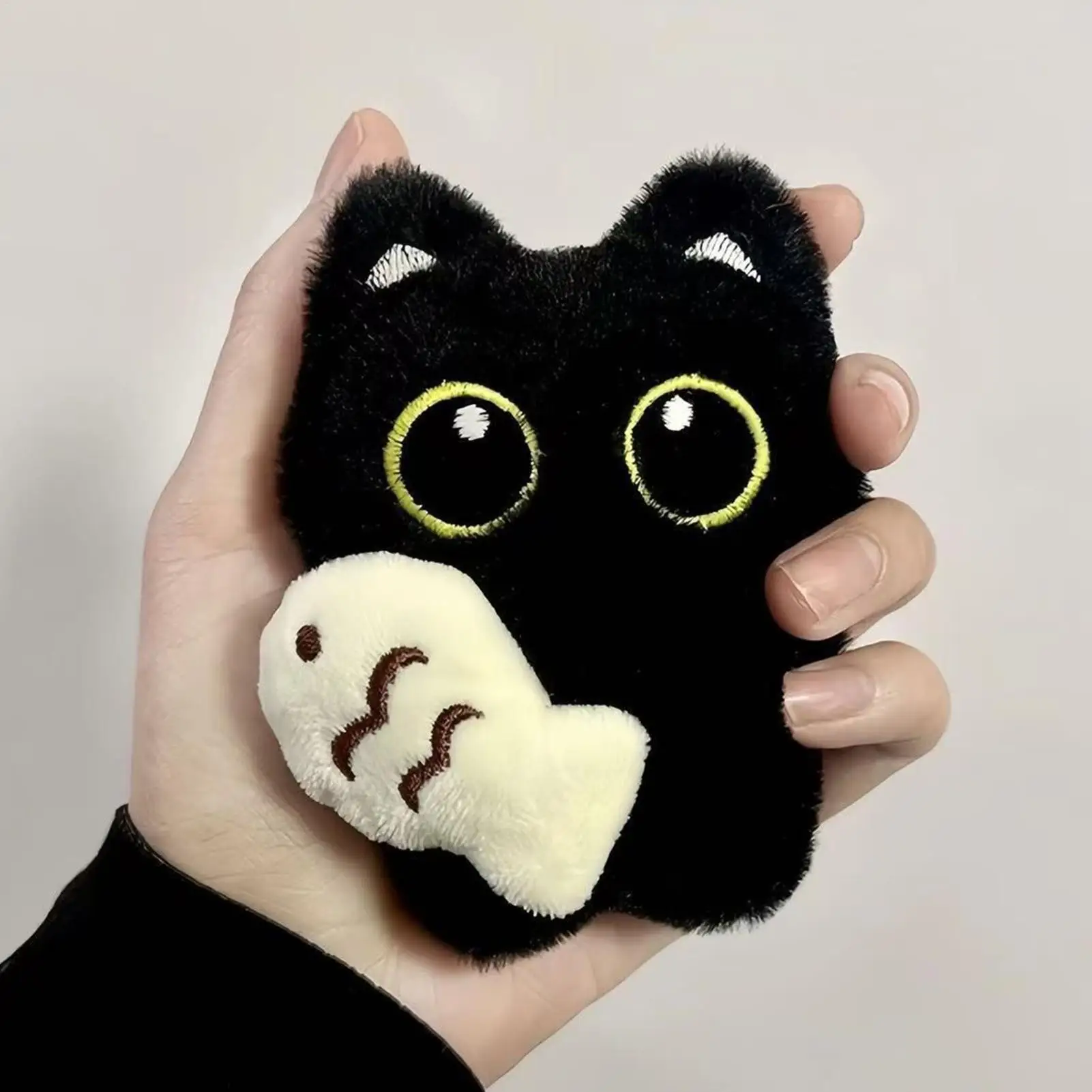 1pcs Cute Black Cat Plush Toy Keychain Cartoon Kitten Soft plush Doll Pendant Car Key Backpack Bag Decor Doll Pendant Keychain