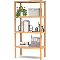 4 Tier Bamboo Storage Shelf Freestanding Bookcase Bathroom Kitchen Organizer Sturdy Moisture Resistant Space Saving Rack 2